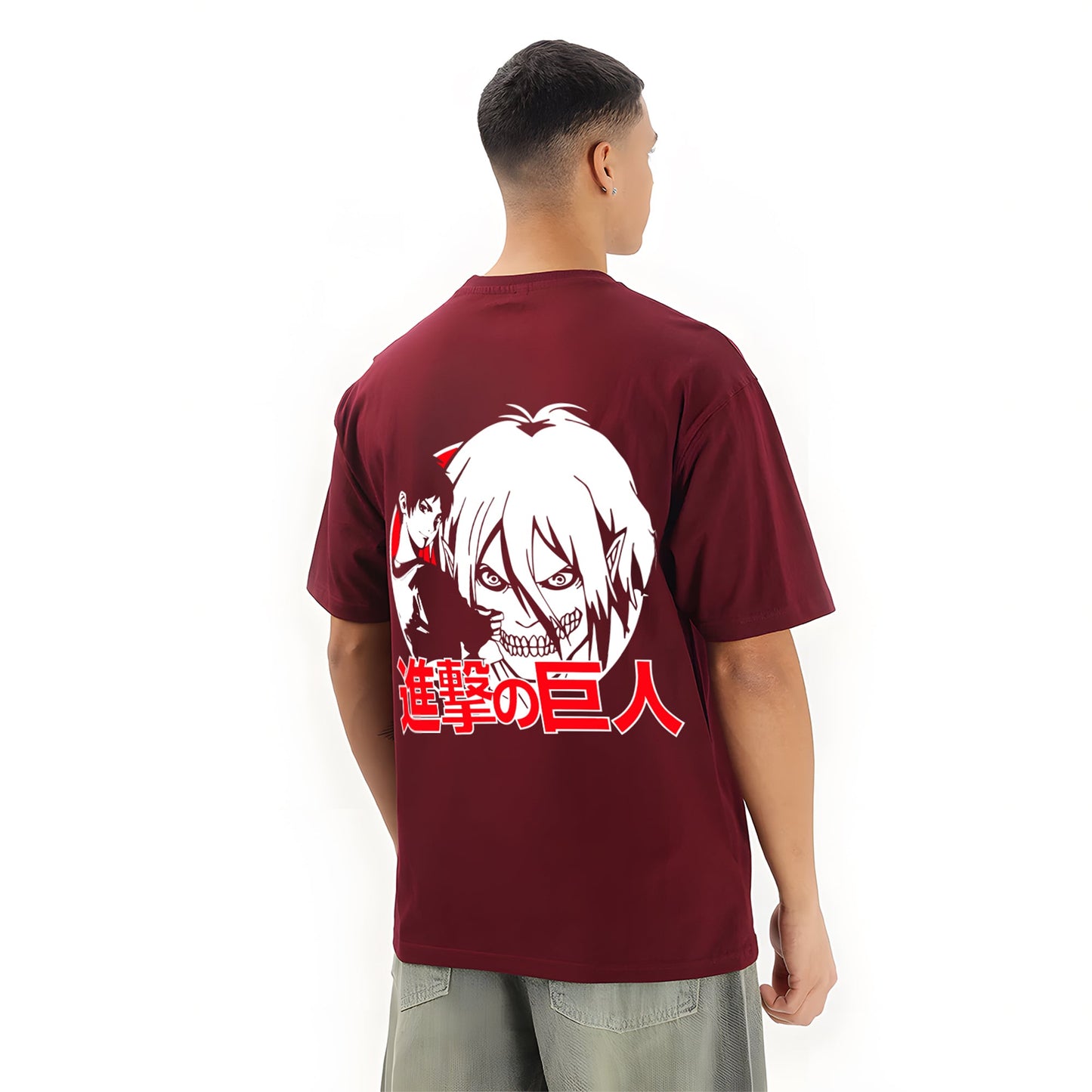 EREN YEAGER MAROON OVERSIZED T SHIRT