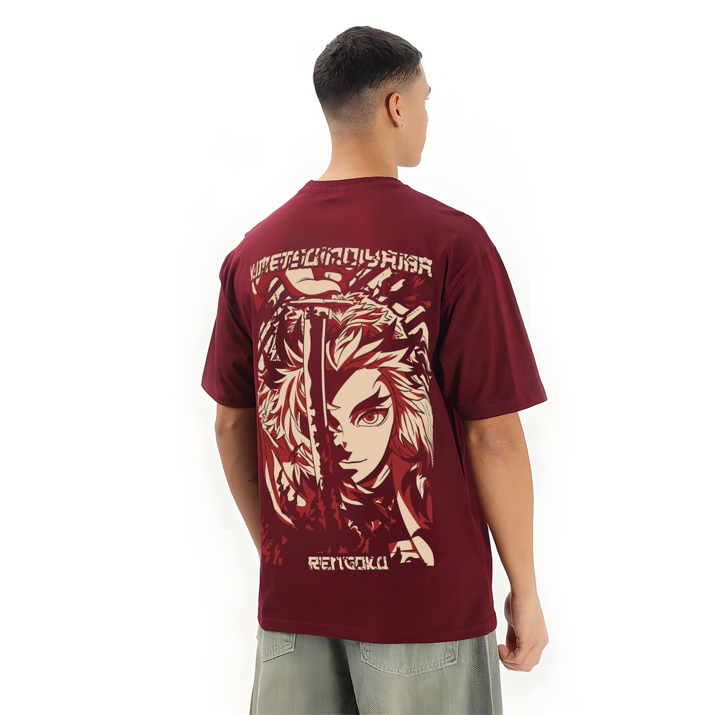 RENGOKU DEMON SLAYER MAROON OVERSIZED T SHIRT