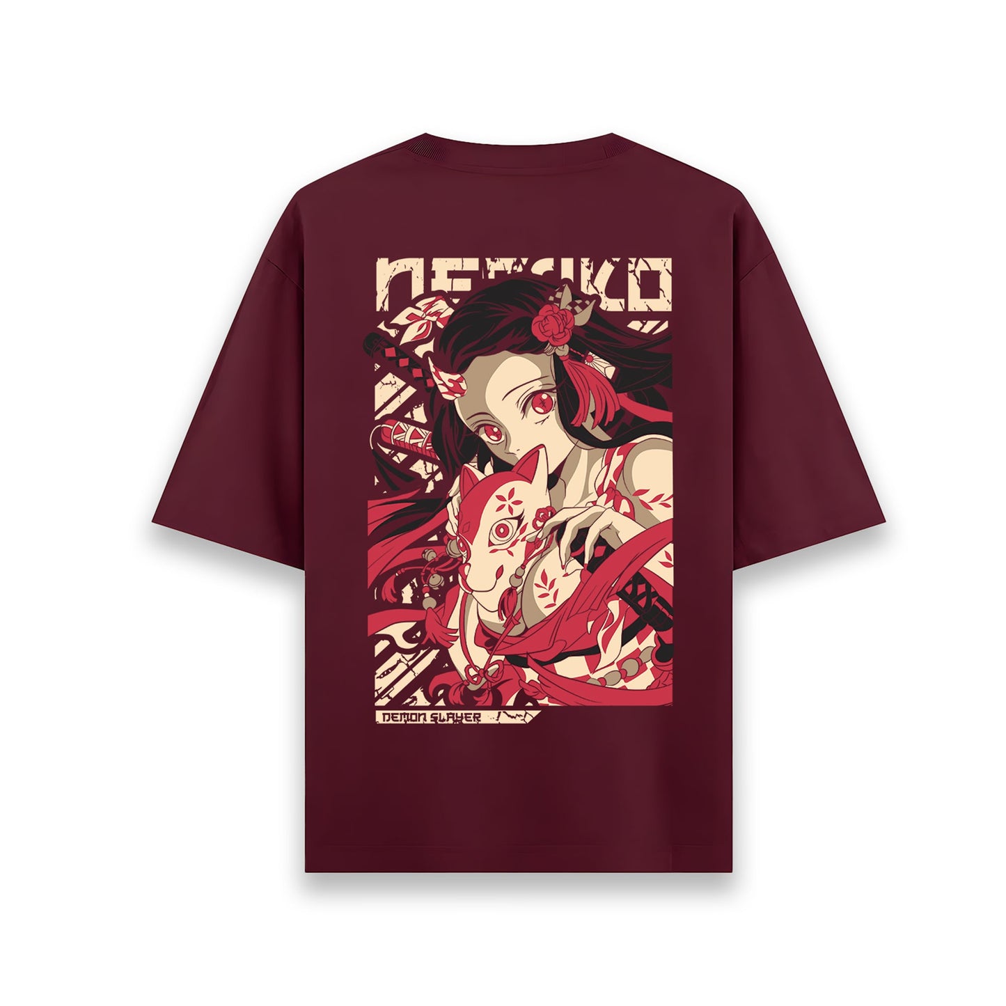 NEZUKO DEMON SLAYER MAROON OVERSIZED T SHIRT