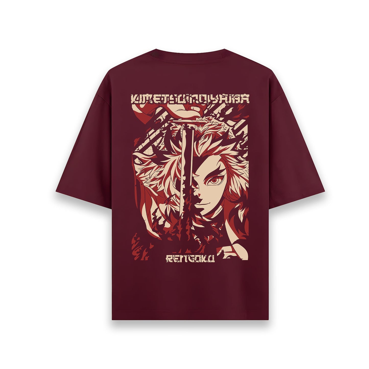 RENGOKU DEMON SLAYER MAROON OVERSIZED T SHIRT