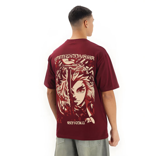 RENGOKU DEMON SLAYER MAROON OVERSIZED T SHIRT