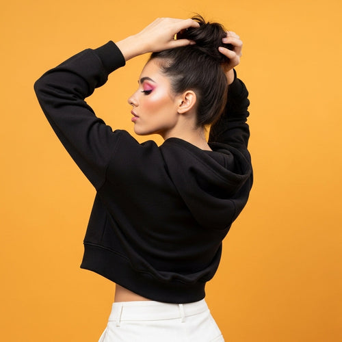 Black Cropped Hoodie