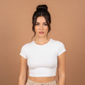 Classic White Fitted Crop Top – Stretch Cotton