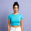 Sky Blue Fitted Crop Top – Stretch Cotton
