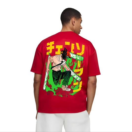 CHAINSAW MAN RED OVERSIZED T SHIRT