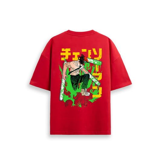 CHAINSAW MAN RED OVERSIZED T SHIRT