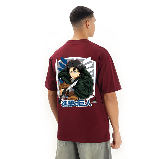 LEVI ACKERMAN MAROON OVERSIZED T SHIRT