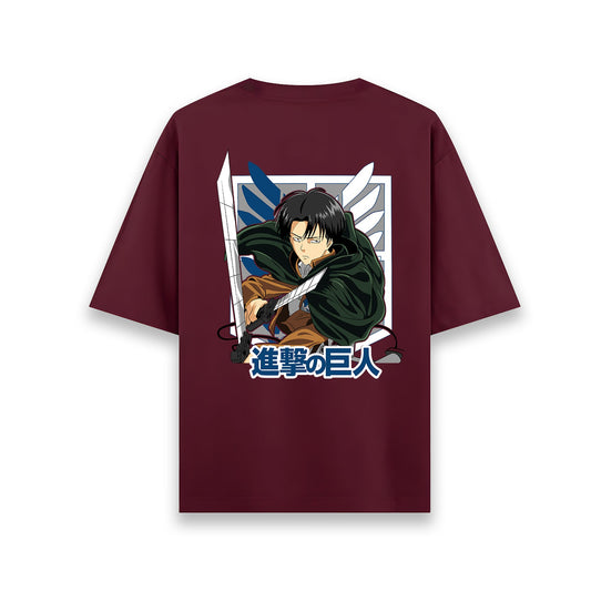 LEVI ACKERMAN MAROON OVERSIZED T SHIRT