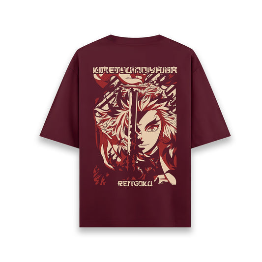 RENGOKU DEMON SLAYER MAROON OVERSIZED T SHIRT